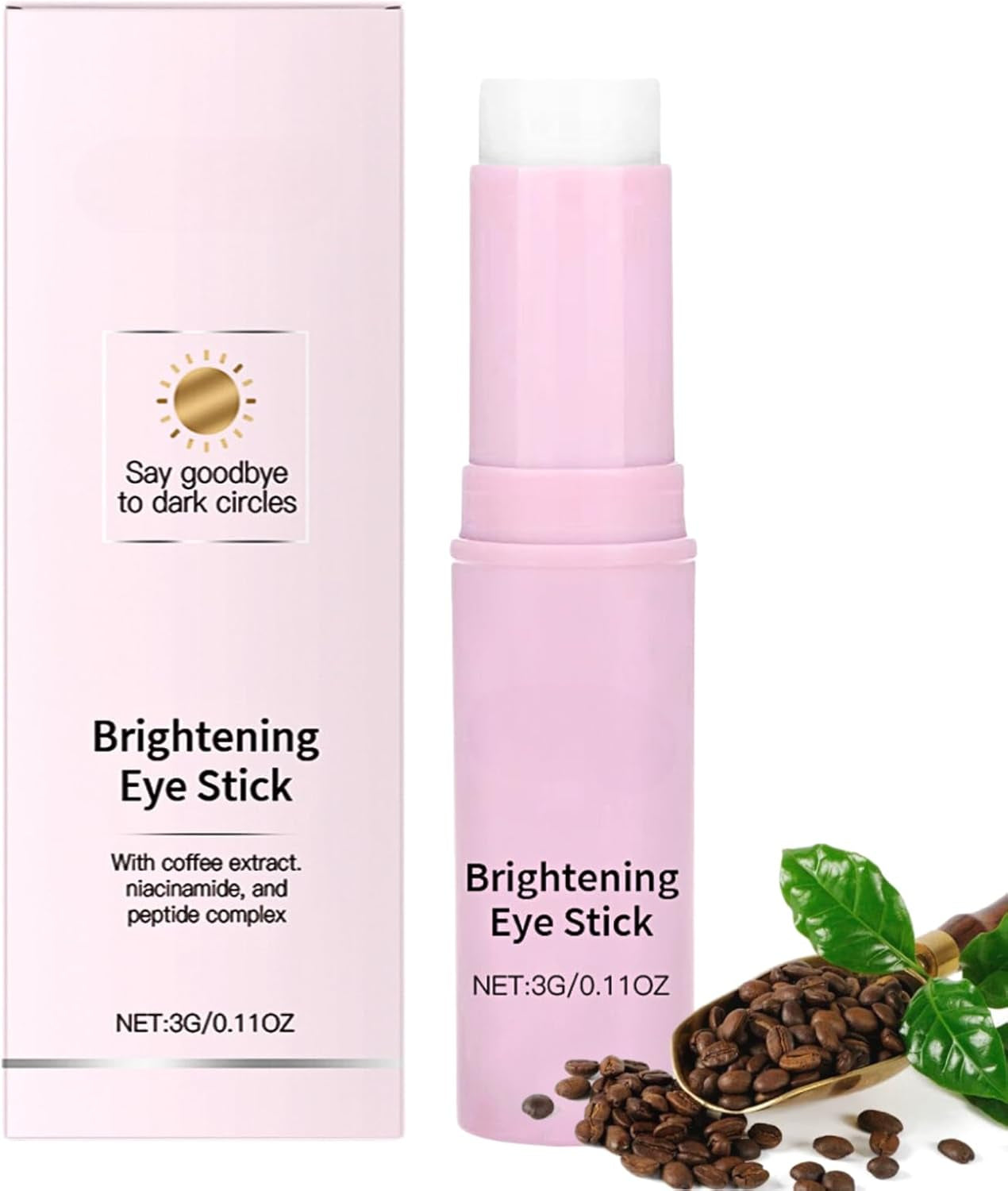 Brightening Eye Cream Stick, Caffeine Eye Cream for Dark Circles and Puffy Eyes, Coffee Eye Cream anti Aging, Eye Balm Stick with Niacinamide, under Eye Cream Stick, Reduce Eye Bags, Fine Lines