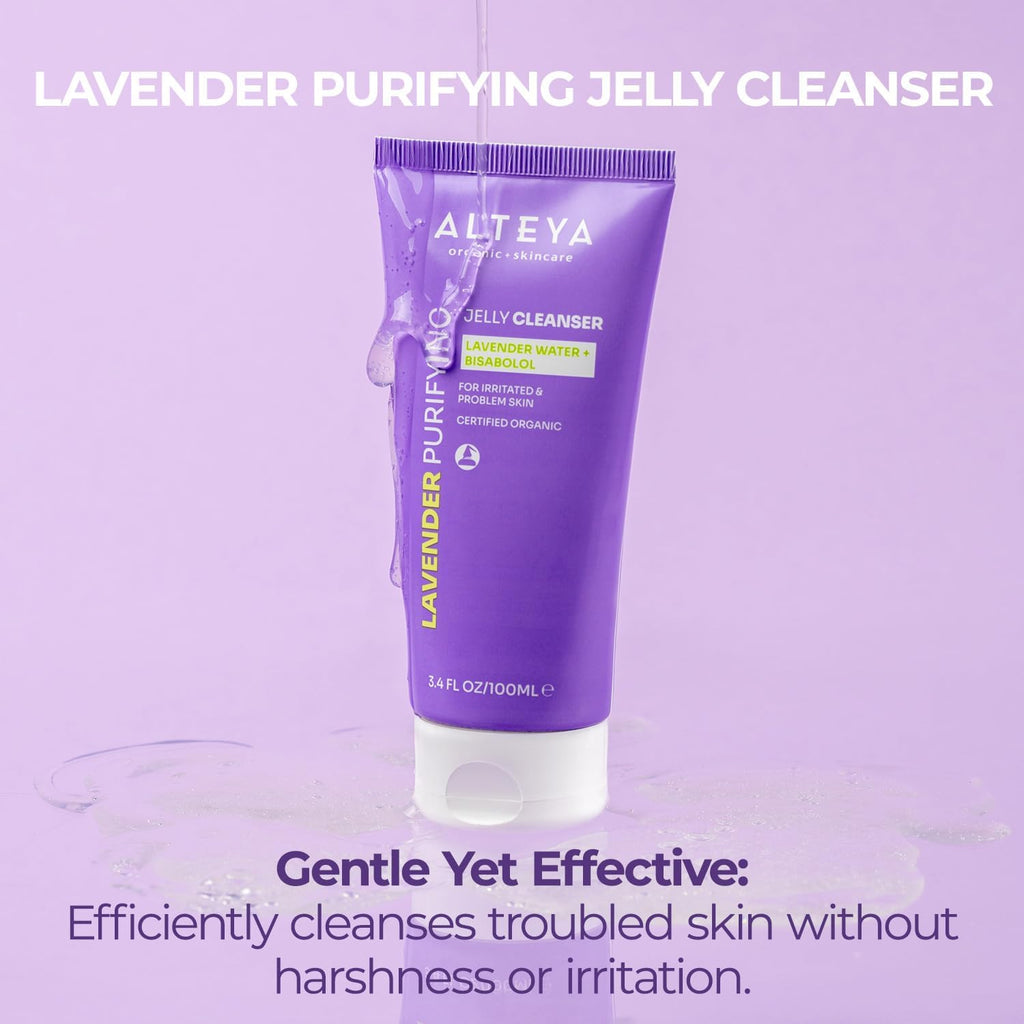 Alteya Organic Lavender Purifying Jelly Cleanser - Lavender Water and Bisabolol - Natrue Certified Organic - 100Ml