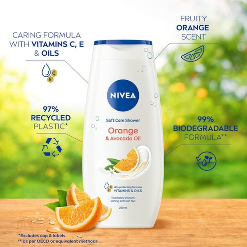 NIVEA Indulgent Moisture Orange Shower Cream, (250 Ml, Pack of 6), Moisturising