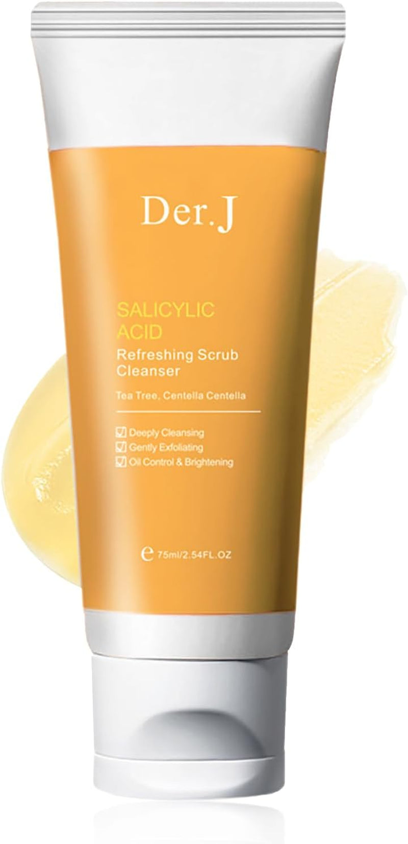 Salicylic Acid Cleanser - Face Wash for Deep Cleansing - Scrub Face Cleanser for Pore Purifying - Exfoliating Facial Cleanser - Korean Skincare Face Cleanser Women - Hydrating Cleanser for Dry Skin