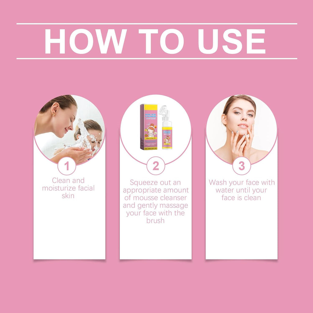 Foaming Face Cleanser with Kojic Acid, Turmeric Facial Cleanser, Turmeric Kojic Cleanser, Clean and Clear Face Wash with Brush, Balance Skin Oil Cleanser, Lighten Blemishes, Brightening