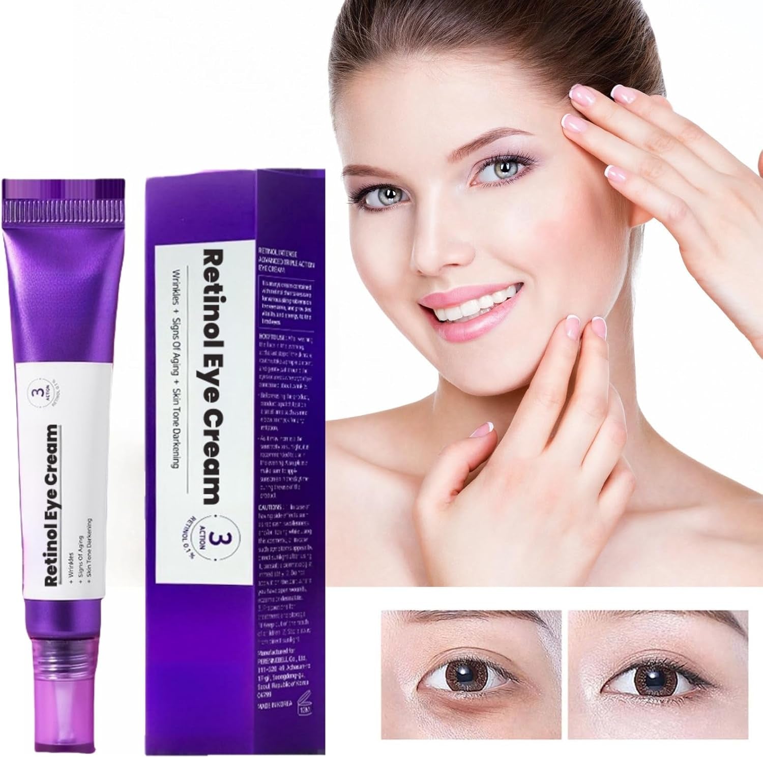 Retinol Intense Reactivating Eye Cream,Retinol Eye Cream,Anti Aging Eye Cream,Under Eye Cream,Eye Cream for Dark Circles and Puffy Eyes,Eye Bags Remover,Eye Cream anti Aging,Anti Wrinkle Eye Cream