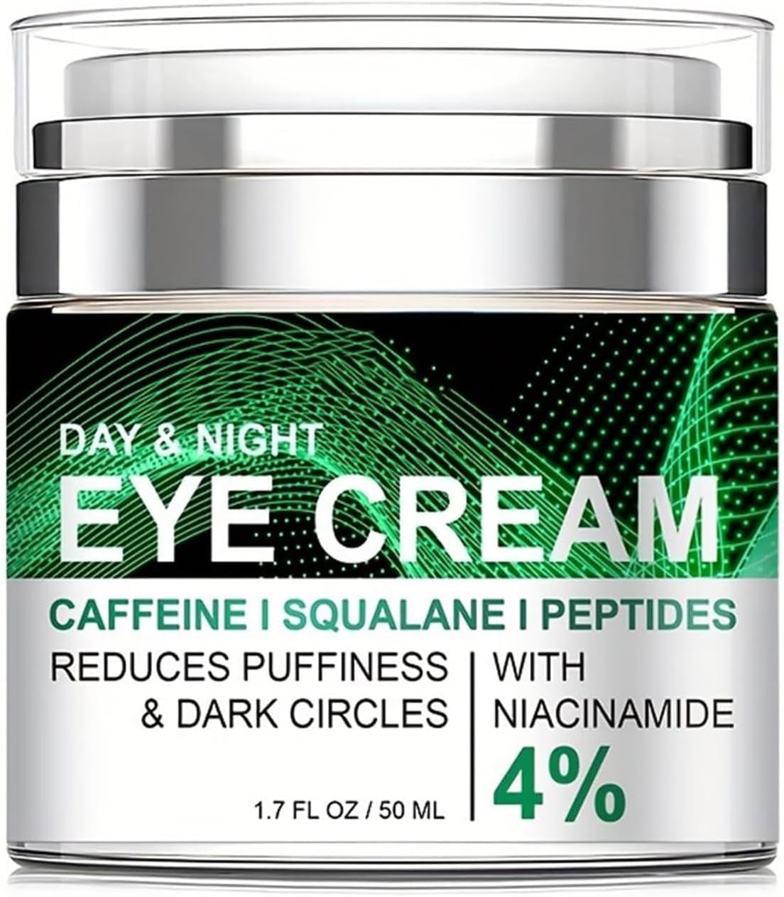 Press Type Caffeine Eye Cream with Squalane and Peptides,For Puffiness and Bags under Eyes,Day and Night Peptide Anti-Wrinkle Eye Cream,Reduce Fine Lines around the Eyes 1.7 FL OZ