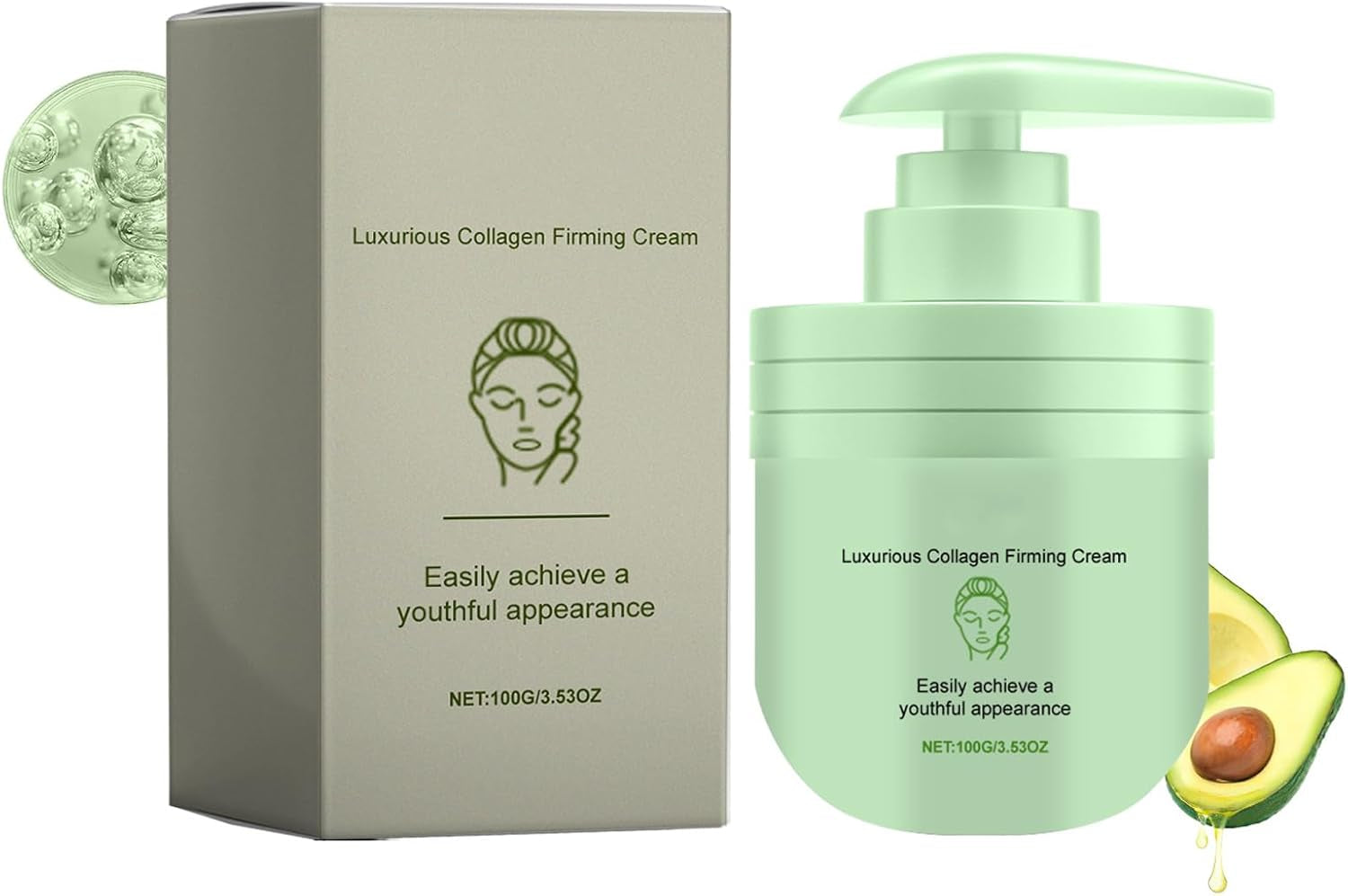Luxurious Collagen Firming Cream 100G, Collagen Firming Body Cream Refreshing and Non-Greasy, Collagen Body Cream for Tightening, Sagging, Skin Collagen Firming Cream for All Skin Types