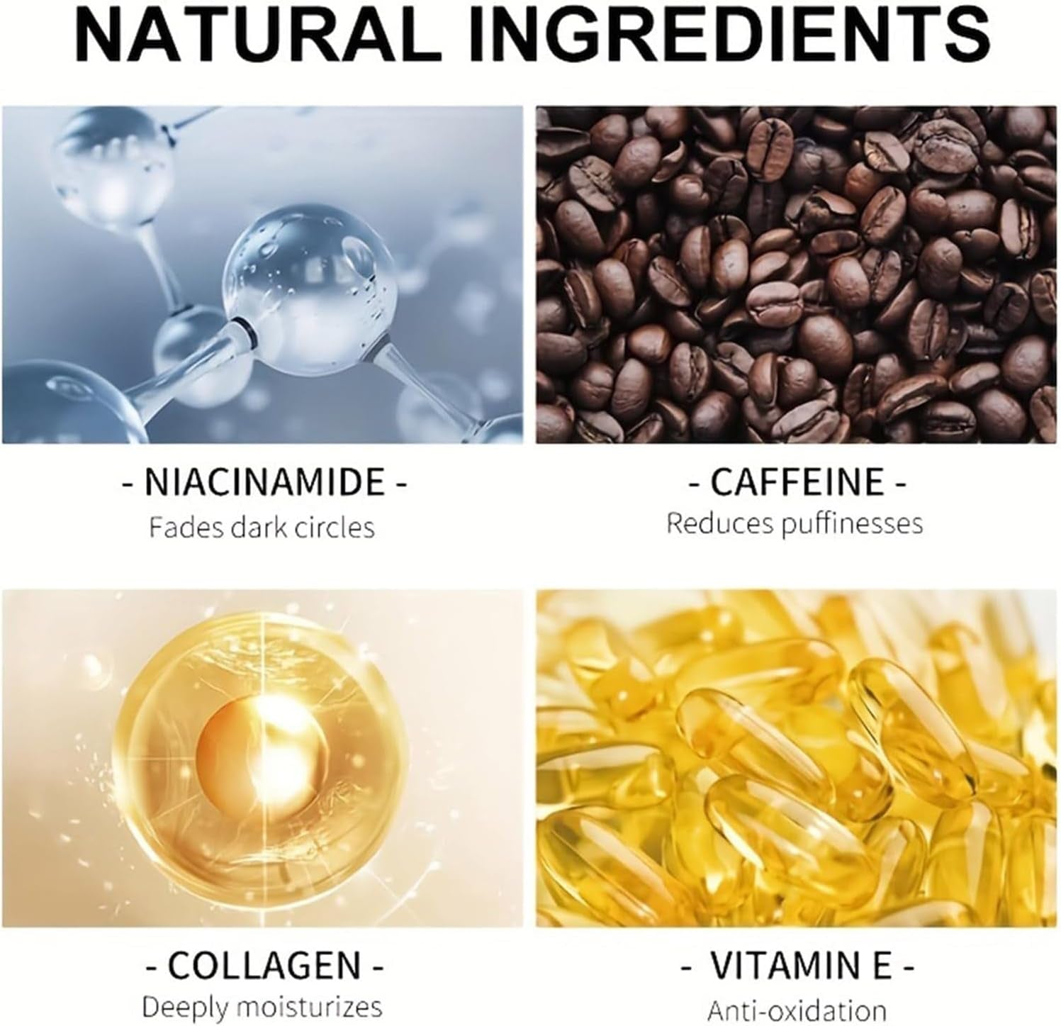 Press Type Caffeine Eye Cream with Squalane and Peptides,For Puffiness and Bags under Eyes,Day and Night Peptide Anti-Wrinkle Eye Cream,Reduce Fine Lines around the Eyes 1.7 FL OZ